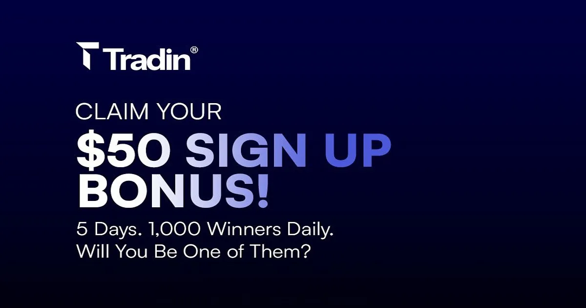 Grab the Tradin $50 Forex No Deposit Sign-Up Bonus