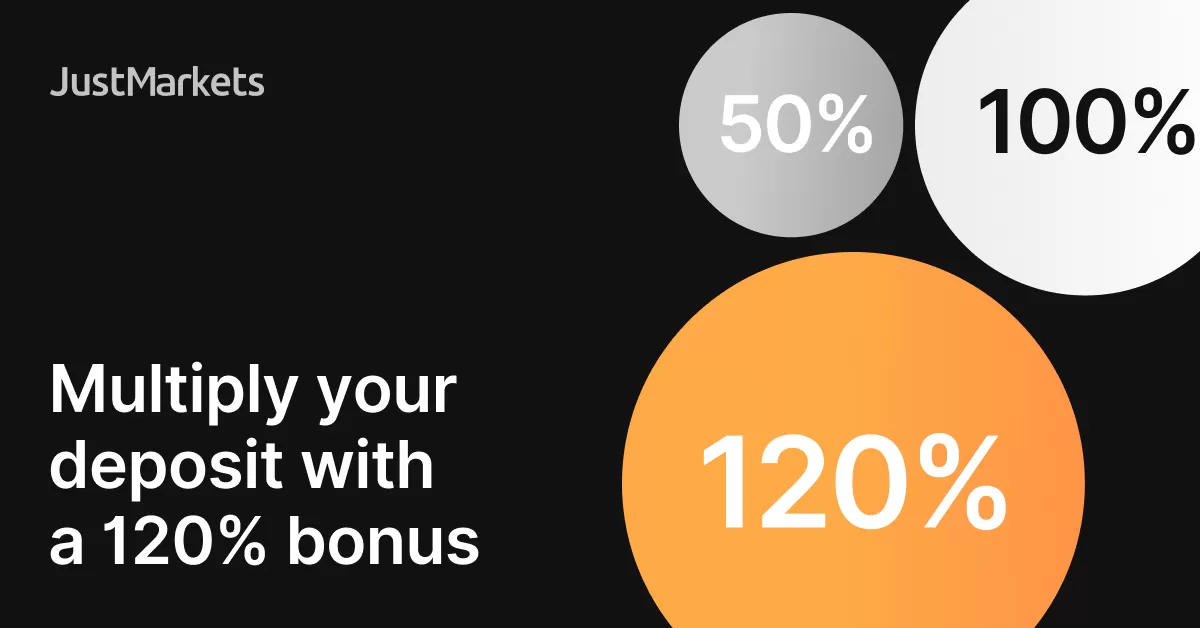 120% JustMarkets Bonus and $30 No Deposit Bonus