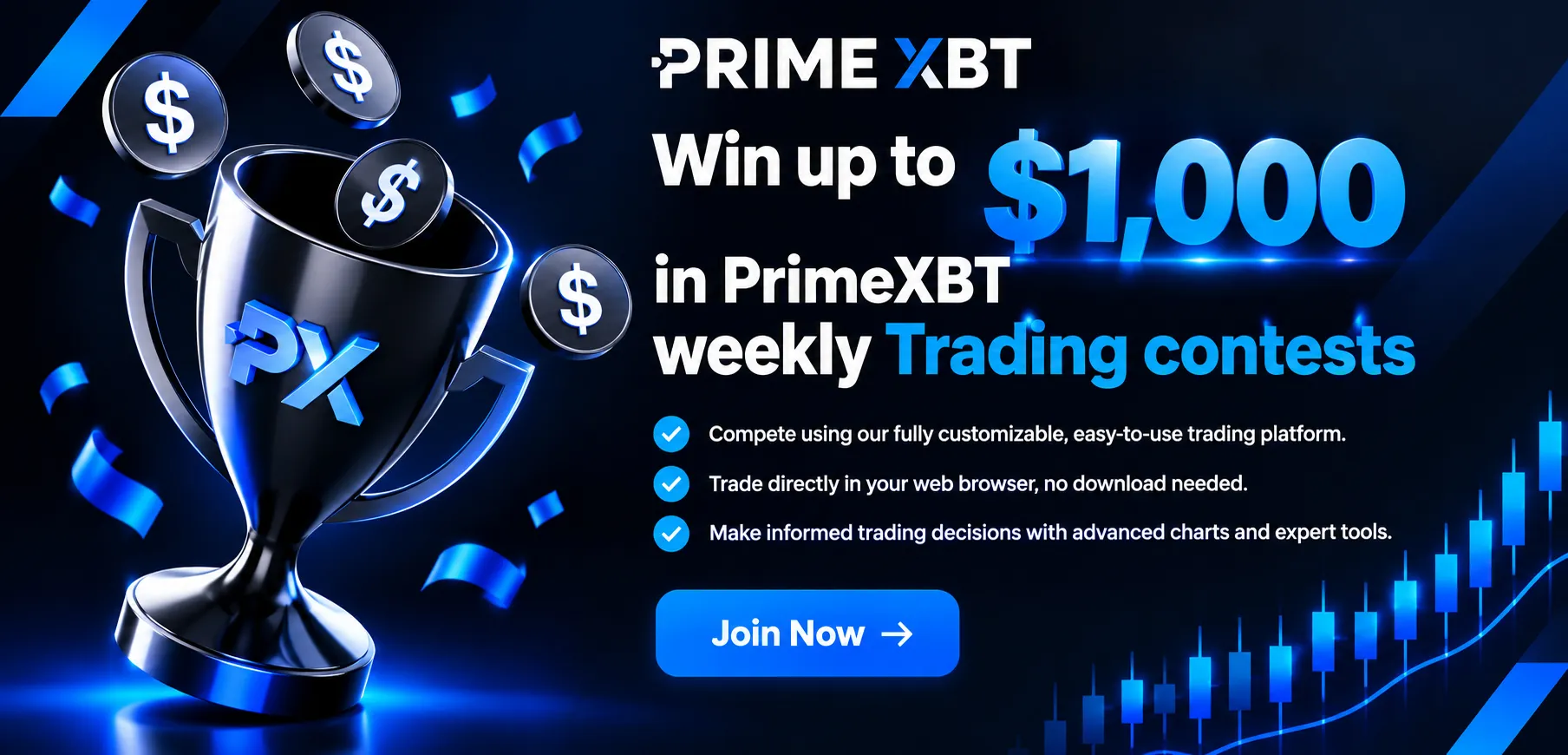 Free Win $1000 in PrimeXBT free weekly Trading contests
