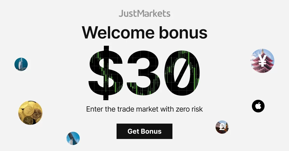 JustMarkets $30 No Deposit Forex Risk-Free Bonus