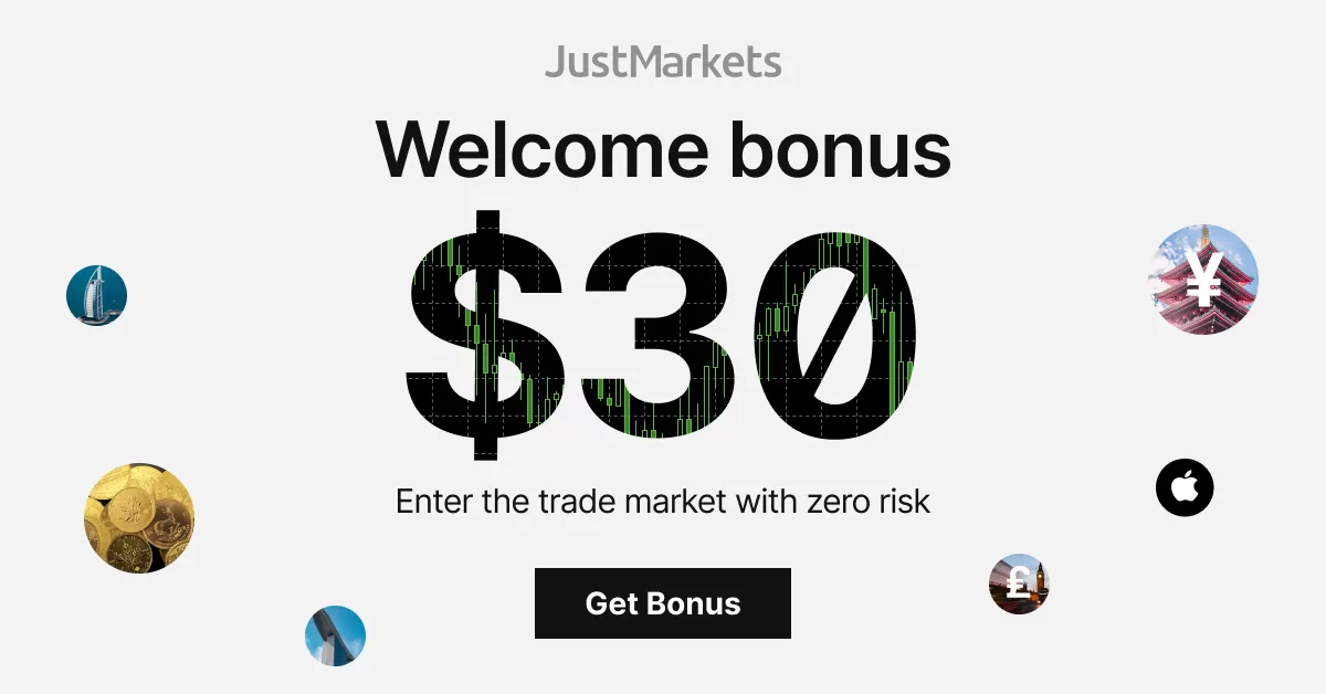 JustMarkets $30 No Deposit Risk-Free Forex Bonus