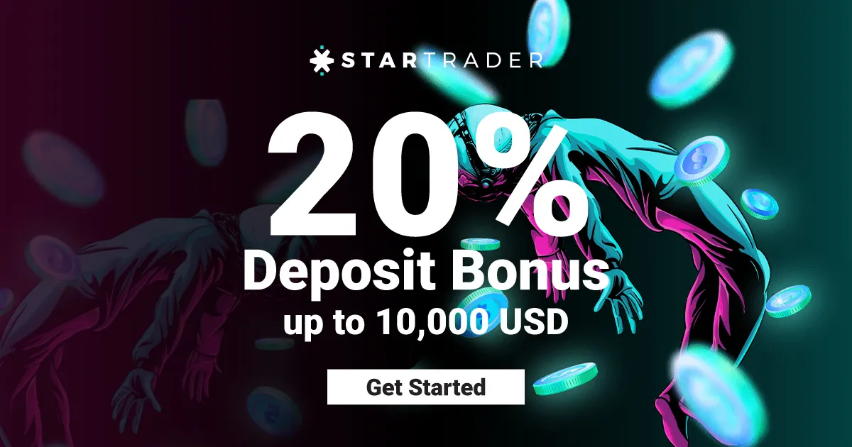 STARTRADER 20% deposit bonus of up to $10,000 