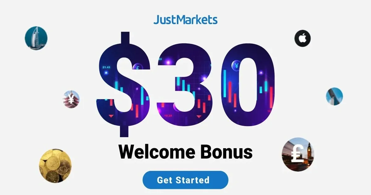 Utilize JustMarkets $30 Free Welcome Bonus Offer